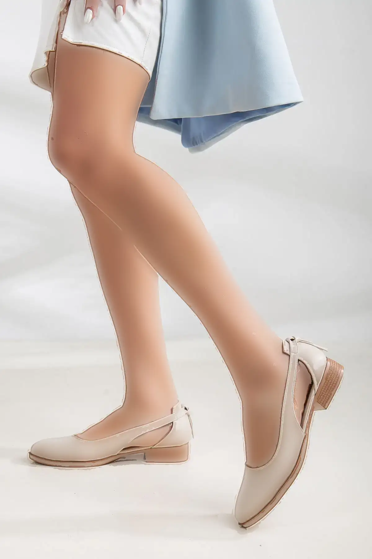 کفش پاشنه کوتاه ولپن اسکین بژ - 1295 کفش پاشنه کوتاه ولپن اسکین بژ - 1295