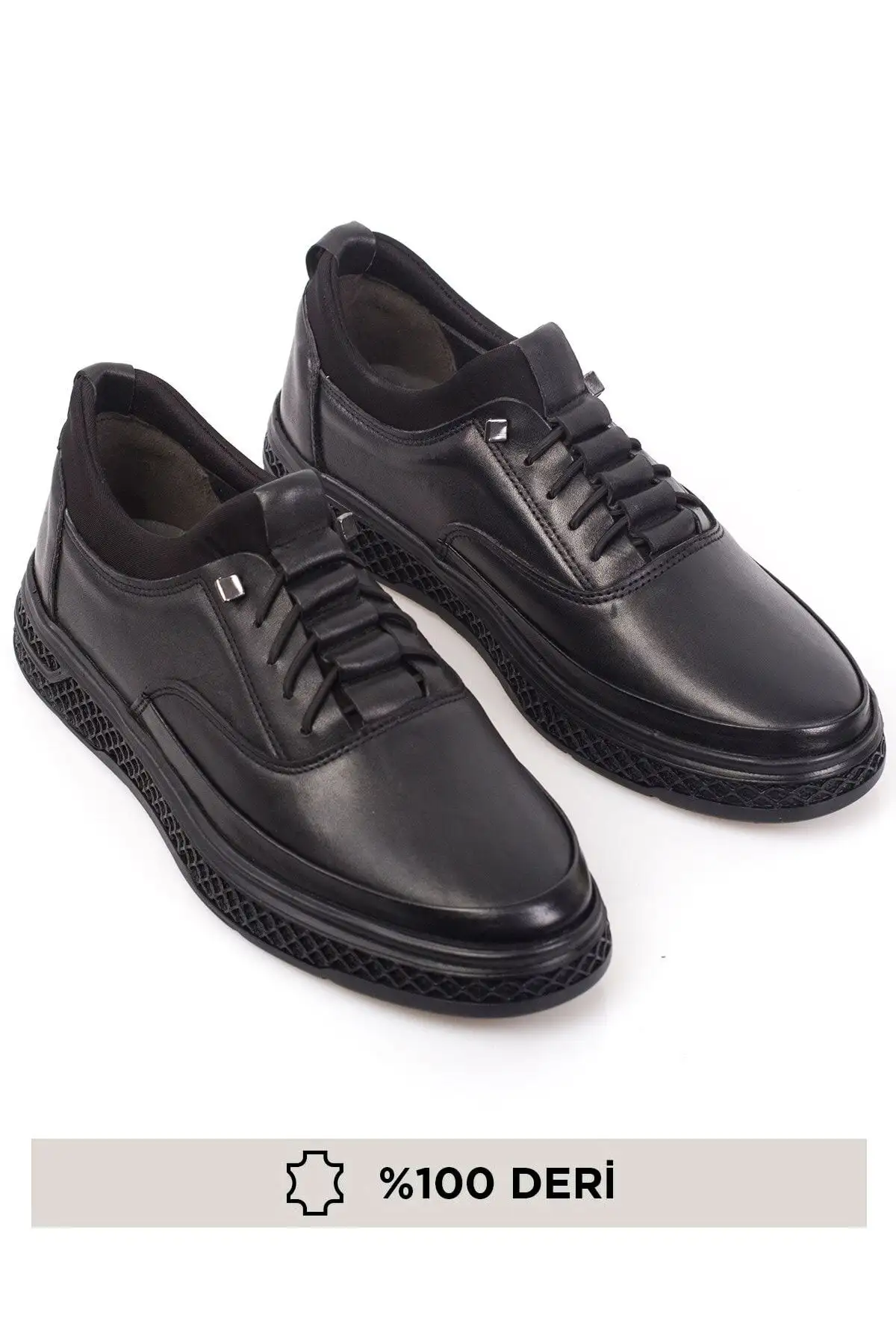 مشکی - کفش کتانی مردانه چرم اصل، چرم بدون بند - 483 مشکی - کفش کتانی مردانه چرم اصل، چرم بدون بند - 483