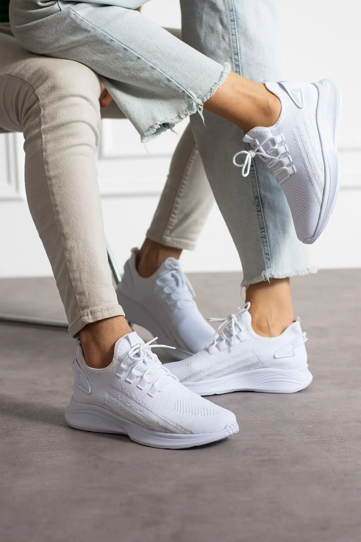 کفش بافتنی سبک واکینگ مردانه سفید - 743 کفش بافتنی سبک واکینگ مردانه سفید - 743