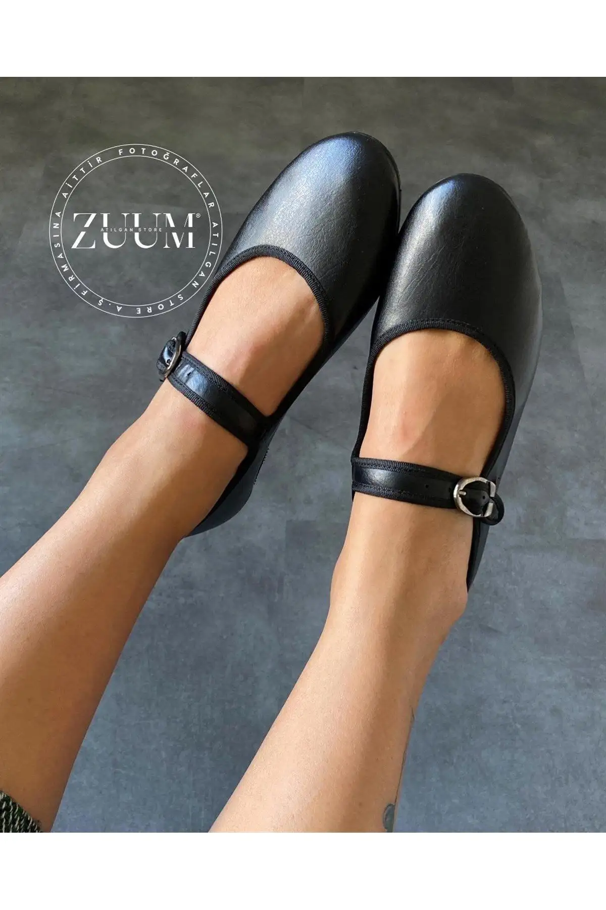 بیس مری جین بالرین بالرین تخت زنانه - چرم مشکی - 1290 بیس مری جین بالرین بالرین تخت زنانه - چرم مشکی - 1290