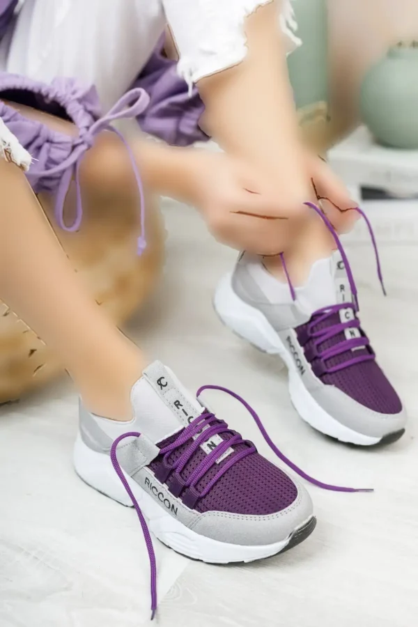 کفش کتانی بنفش یخی زنانه 0012072 - 333