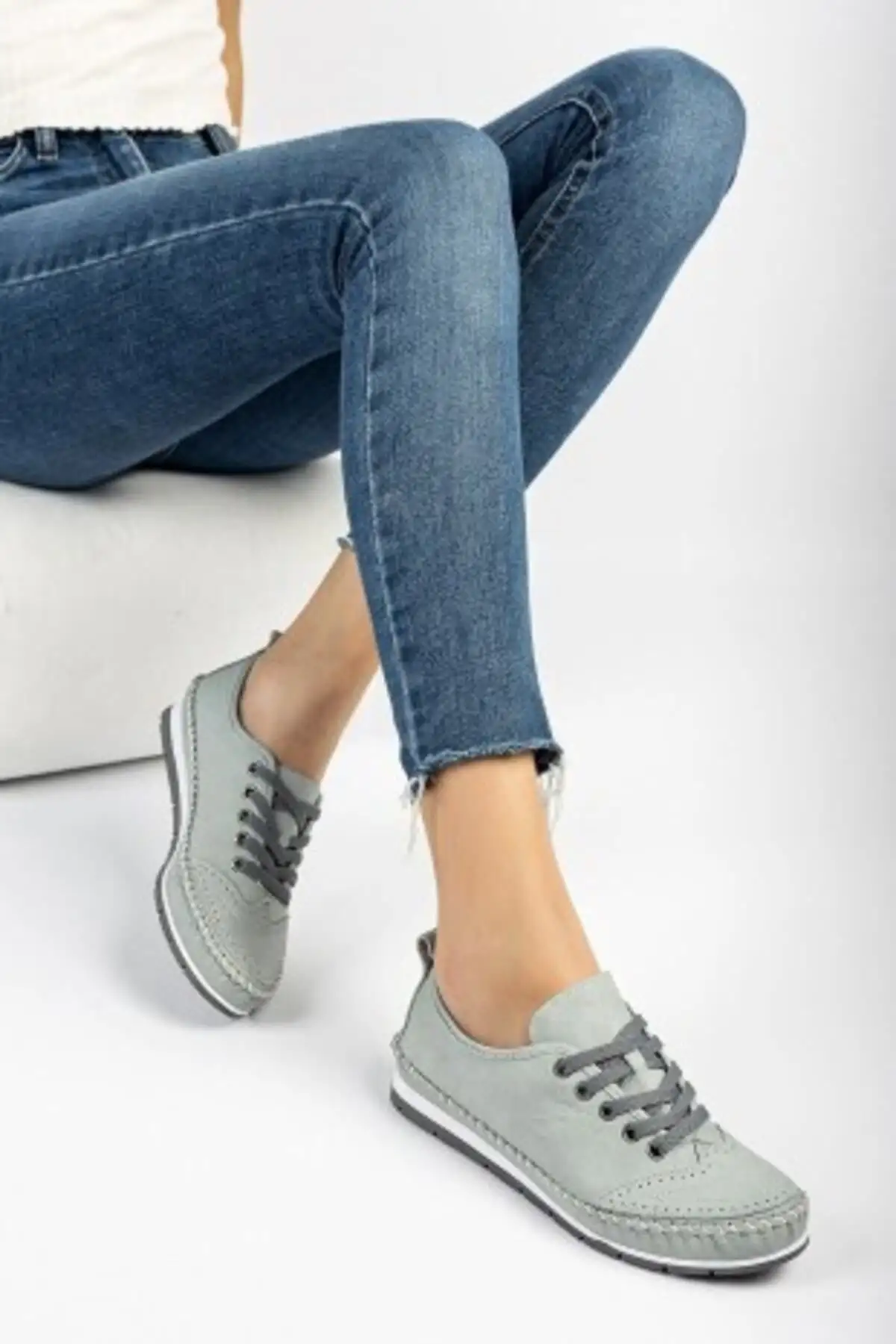 بالرین زنانه چرم آبی چرم اصل Dp16-0061 - 849 بالرین زنانه چرم آبی چرم اصل Dp16-0061 - 849