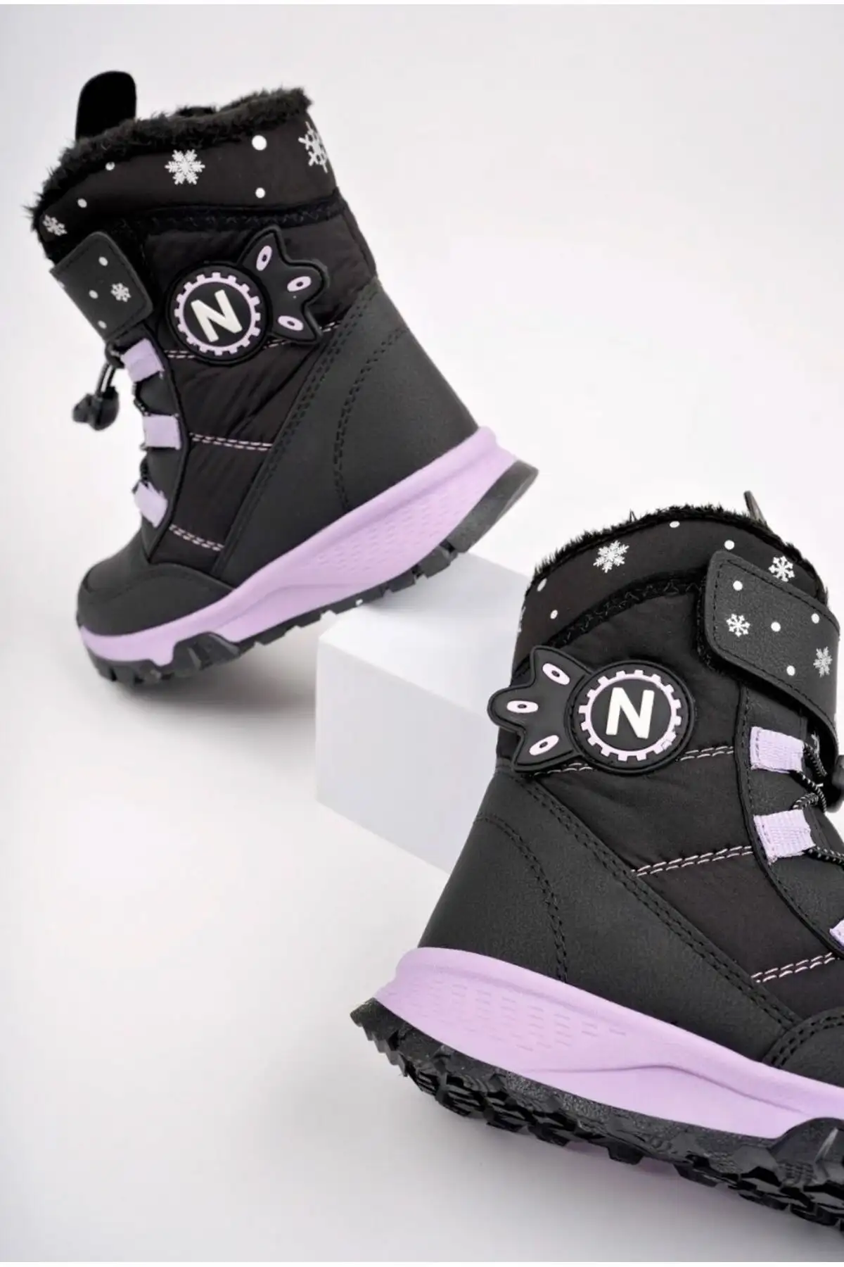 چکمه دخترانه خز یاسی مشکی - 170 چکمه دخترانه خز یاسی مشکی - 170