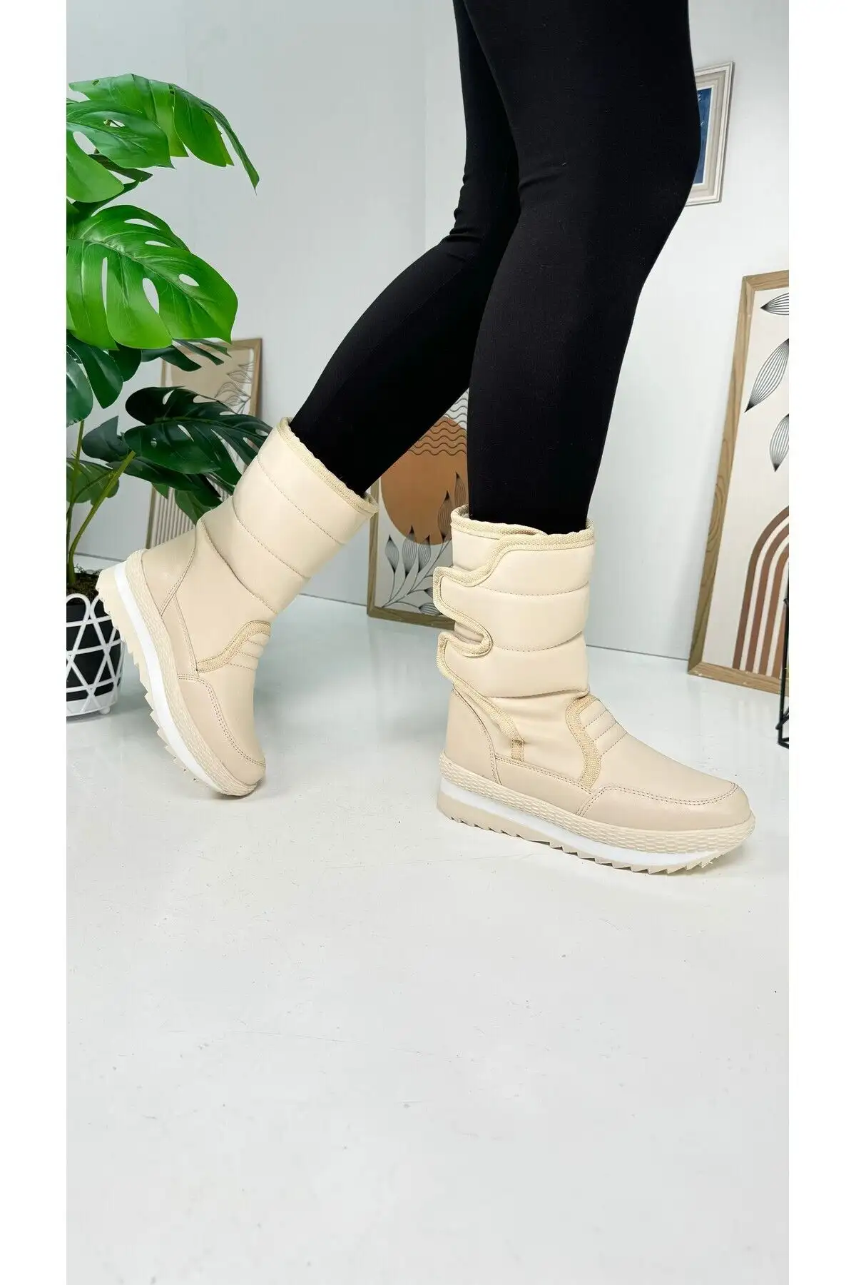 زنانه بژ روزانه - چکمه های برفی مردانه بزرگسال با خز داخل، نوار چسب، کفی ضد لغزش 802 - 1017 زنانه بژ روزانه - چکمه های برفی مردانه بزرگسال با خز داخل، نوار چسب، کفی ضد لغزش 802 - 1017