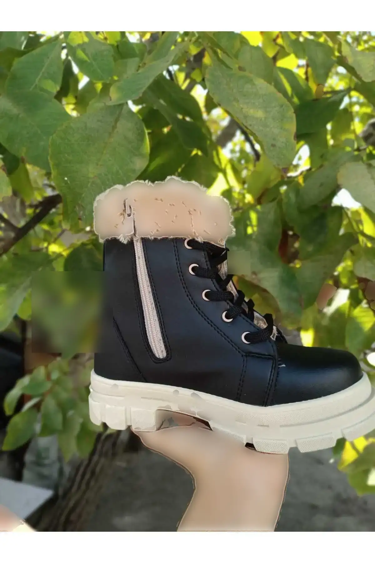 چکمههای خزدار و بدون لغزش جزئی خز کودکان با بند و زیپ - 177 چکمههای خزدار و بدون لغزش جزئی خز کودکان با بند و زیپ - 177