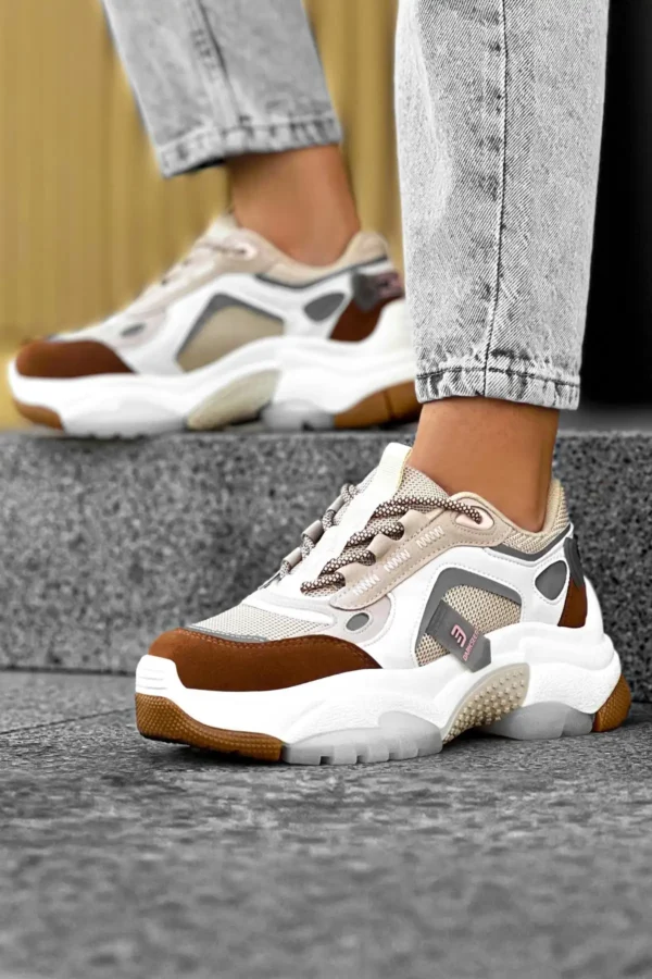کفش کتانی زنانه Ds Linda Beige Tan - 32
