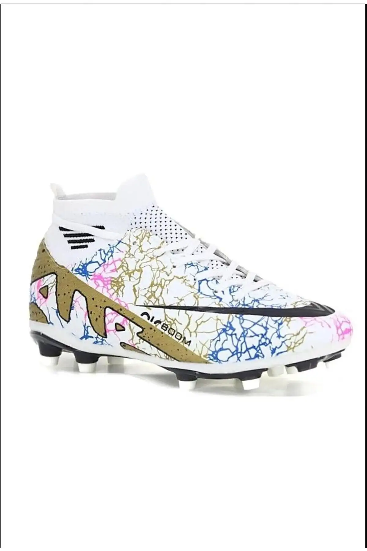 جوراب کرامپون - سفید/طلایی/طرح دار - 876