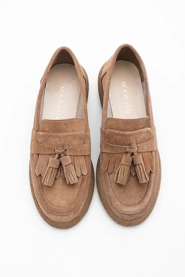 کفش راحتی زنانه چرم اصل Suma tan Suede - 845