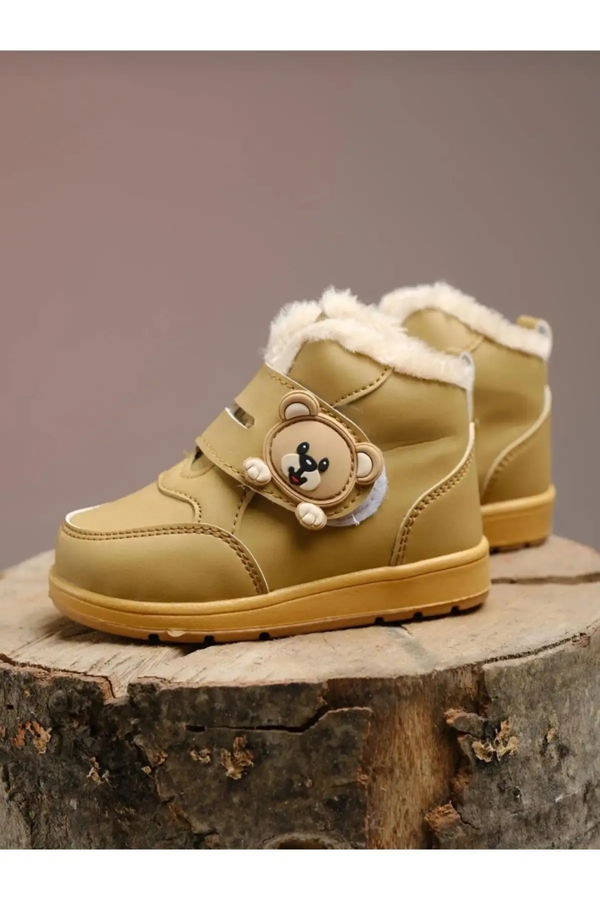 کفش زمستانی بچه گانه آناتومیک با پشم و خز داخل، نوار چسب، ضد آب - 203