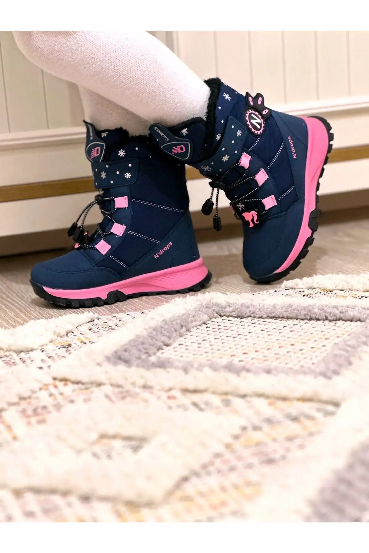 چکمه دخترانه خز صورتی آبی سرمه ای داخل نوار چسب کفی ضد لغزش ارتوپدی - 202 چکمه دخترانه خز صورتی آبی سرمه ای داخل نوار چسب کفی ضد لغزش ارتوپدی - 202