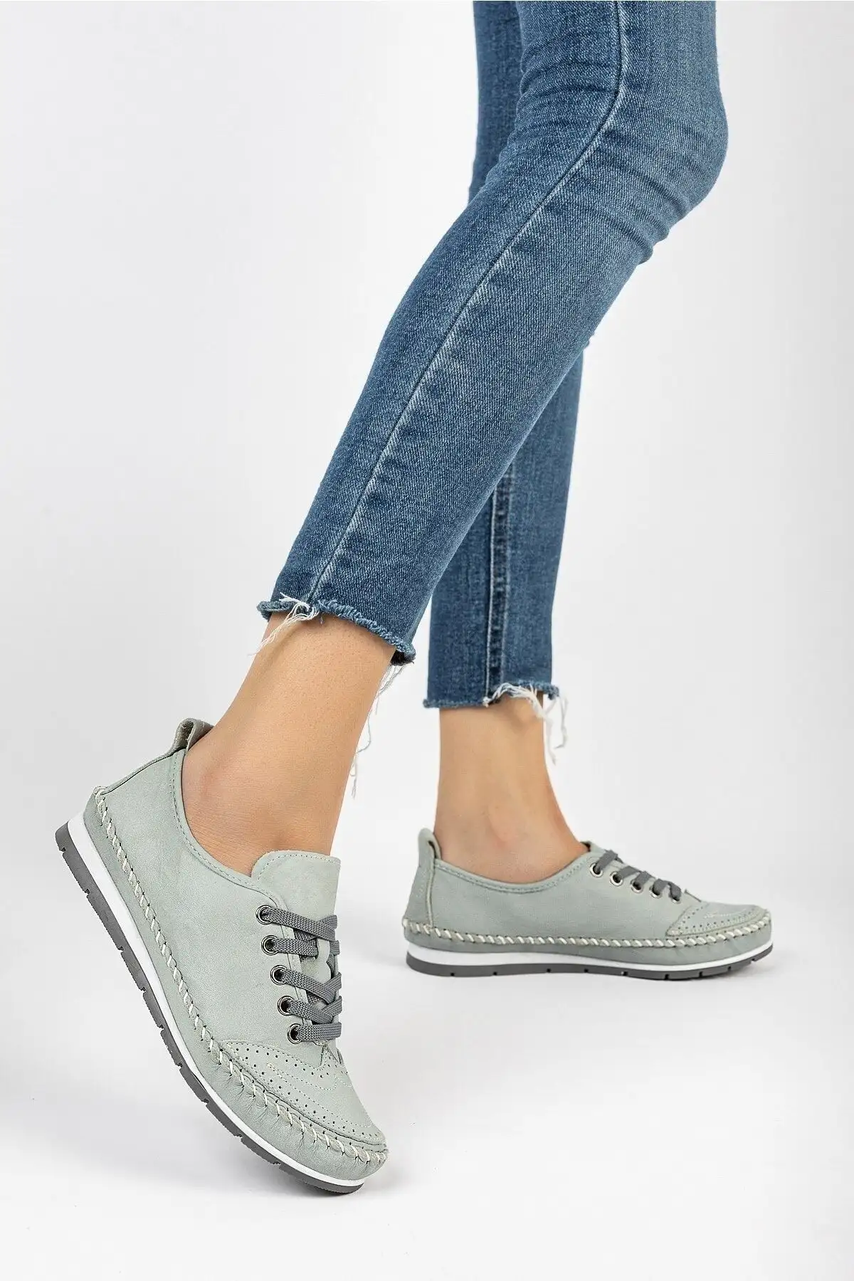 بالرین زنانه چرم آبی چرم اصل Dp16-0061 - 849 بالرین زنانه چرم آبی چرم اصل Dp16-0061 - 849