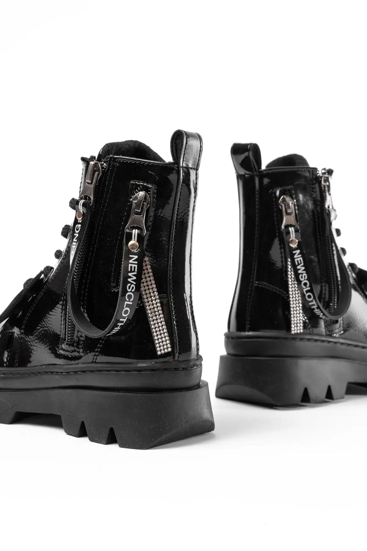 چکمه ضد آب دو زیپ چرم مشکی دخترانه - 182 چکمه ضد آب دو زیپ چرم مشکی دخترانه - 182