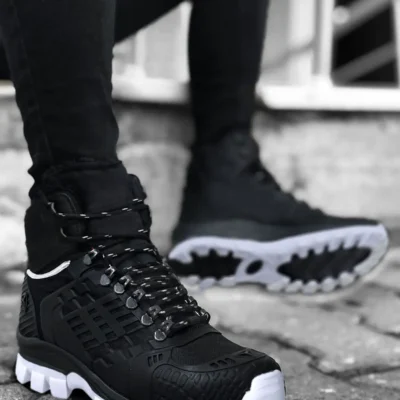 چکمه های پیاده روی در فضای باز ضد آب سیاه سفید - 78