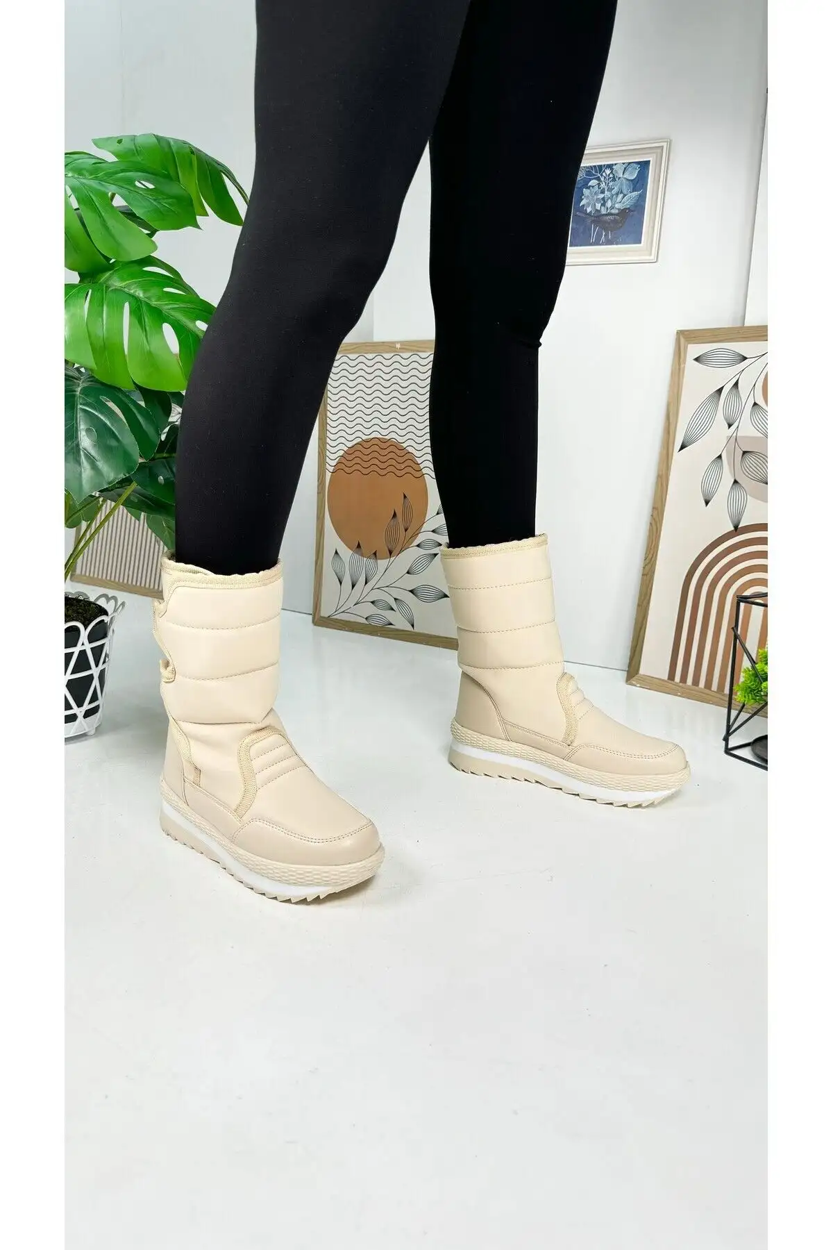 زنانه بژ روزانه - چکمه های برفی مردانه بزرگسال با خز داخل، نوار چسب، کفی ضد لغزش 802 - 1017 زنانه بژ روزانه - چکمه های برفی مردانه بزرگسال با خز داخل، نوار چسب، کفی ضد لغزش 802 - 1017