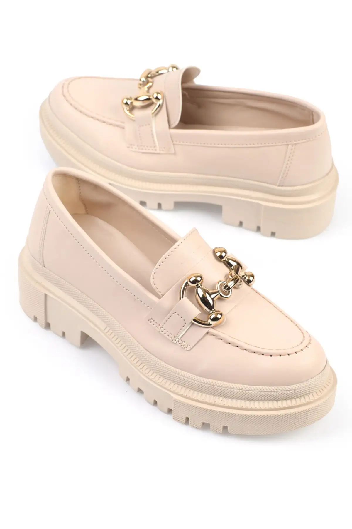 پنجه بیضی، سگک فلزی، کفی تراک زنانه اکرو بژ - 847 پنجه بیضی، سگک فلزی، کفی تراک زنانه اکرو بژ - 847