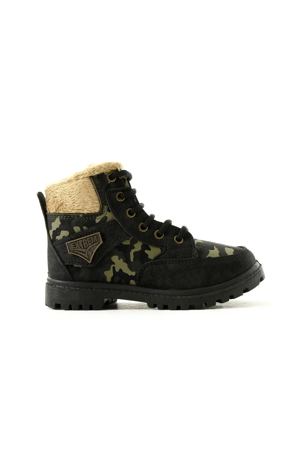 چکمه های کژوال زمستانی زیپ دار پشمی استتار خاکی - 166 چکمه های کژوال زمستانی زیپ دار پشمی استتار خاکی - 166