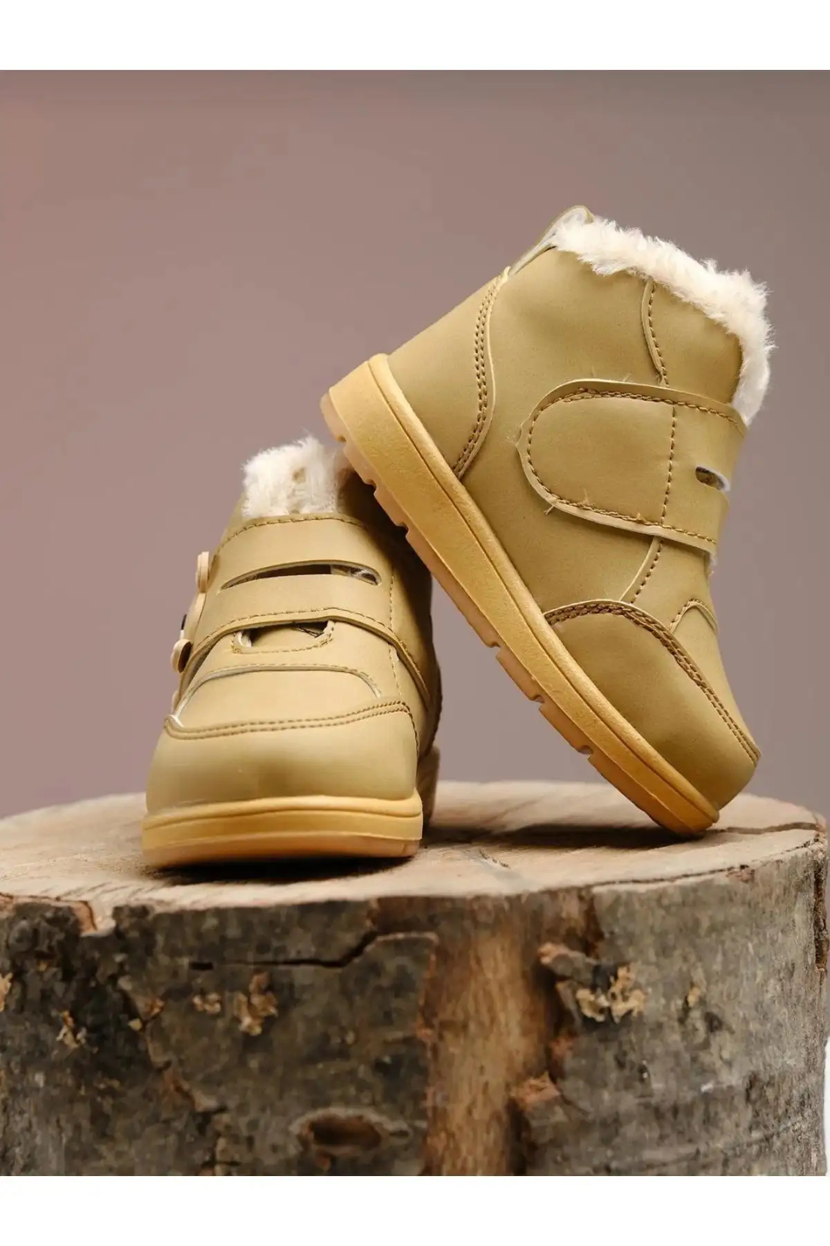 کفش زمستانی بچه گانه آناتومیک با پشم و خز داخل، نوار چسب، ضد آب - 203