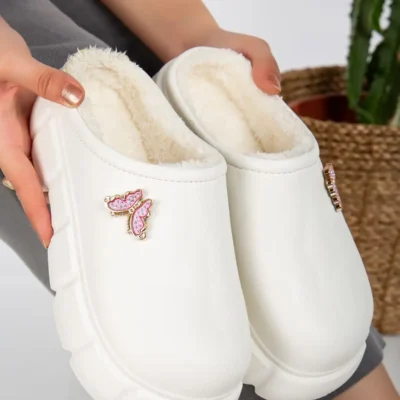 دمپایی زنانه سنگ خزدار Hera با تناسب راحت جلو بسته دمپایی زمستانی اداری خانگی - 388