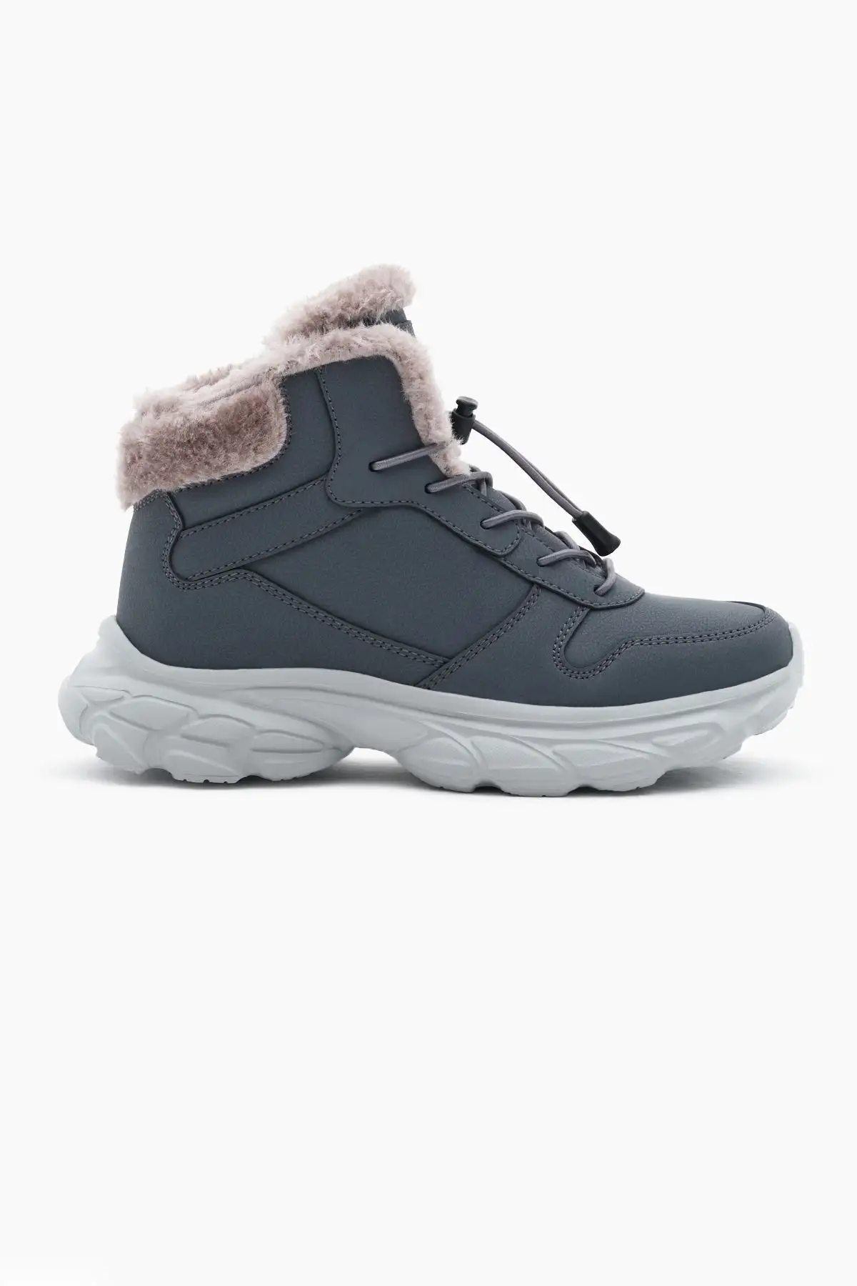 بوت بچه گانه یونیسکس دودی فیلون با کفی خزدار و بند لاستیکی - 191