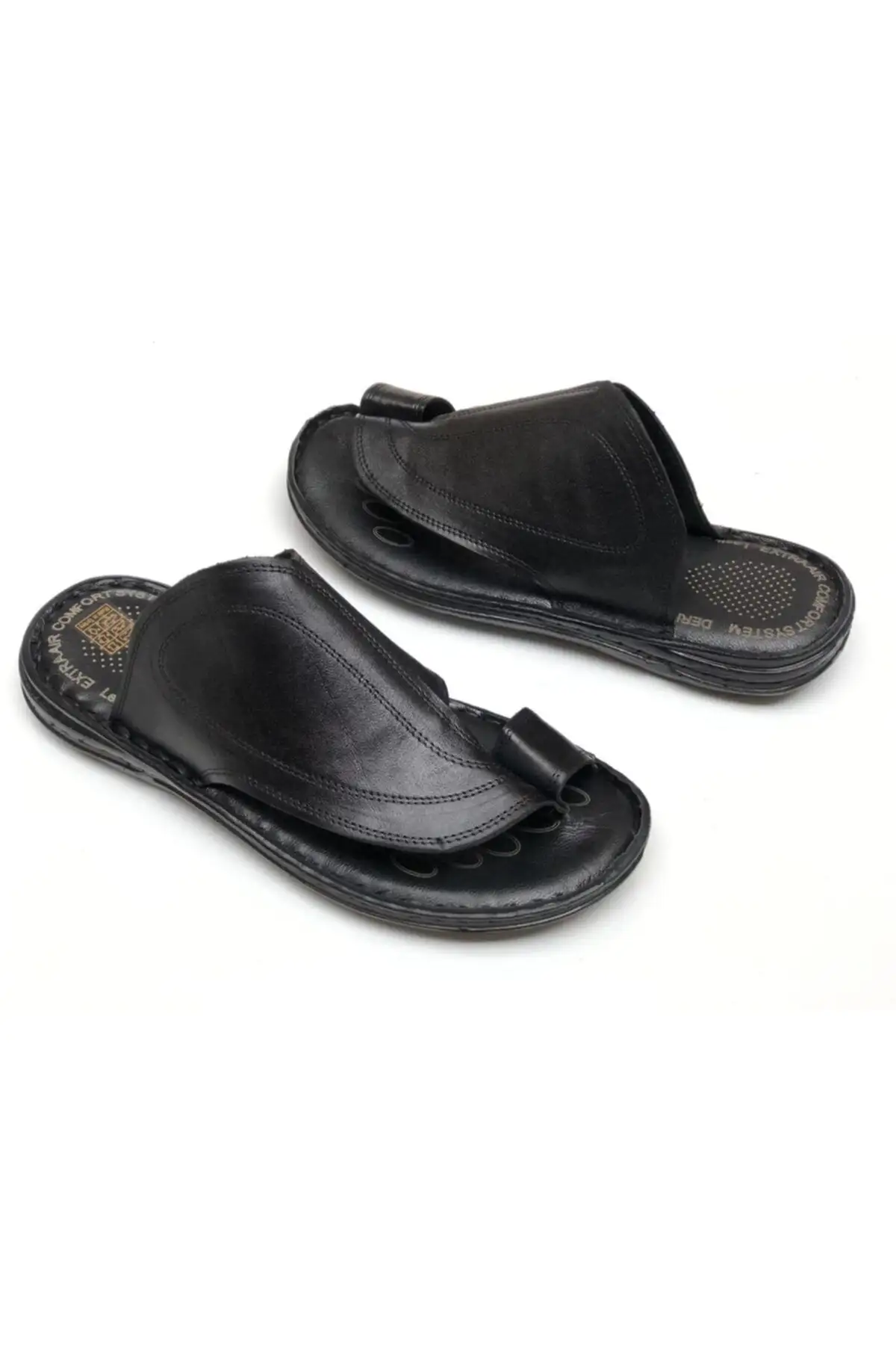 دمپایی دمپایی ارتوپدی چرم اصل مشکی مردانه - 531