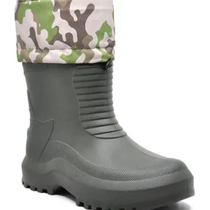 چکمه های برفی مردانه خاکی ضد آب Eva Sole Hunter Fisherman Biker Courier Rain Snow Boots با جوراب حرارتی - 1137