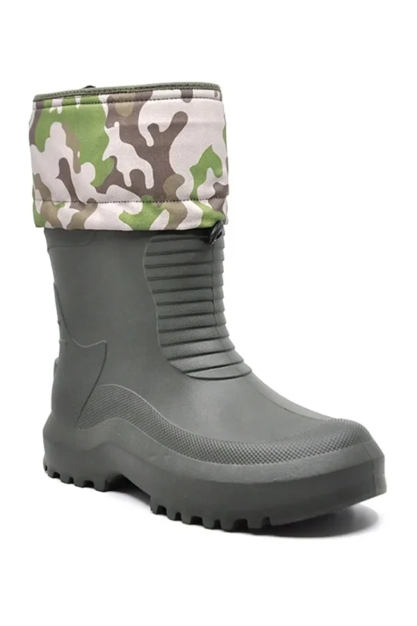 چکمه های برفی مردانه خاکی ضد آب Eva Sole Hunter Fisherman Biker Courier Rain Snow Boots با جوراب حرارتی - 1137