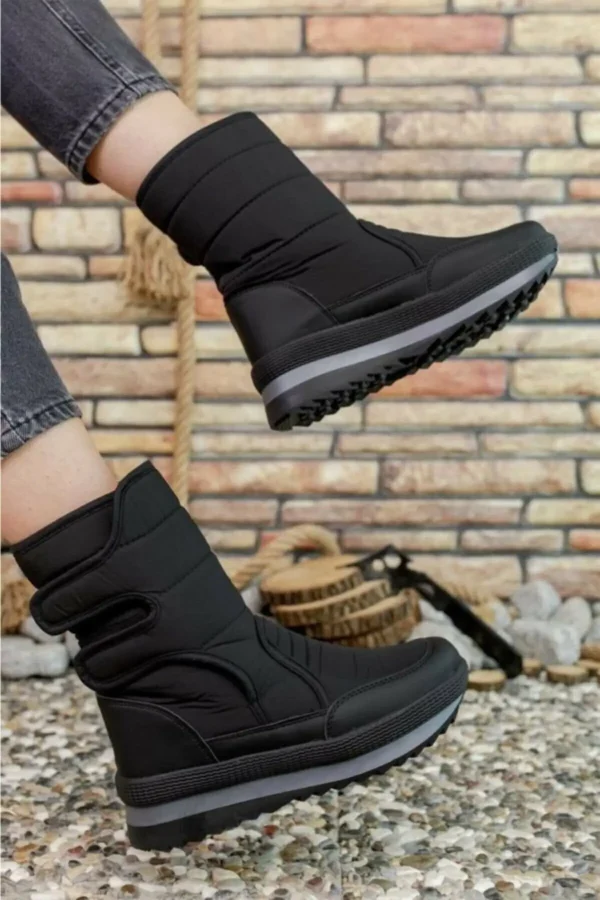 چکمه های برفی Unisex Furry Daily Velcro - مشکی - 1033