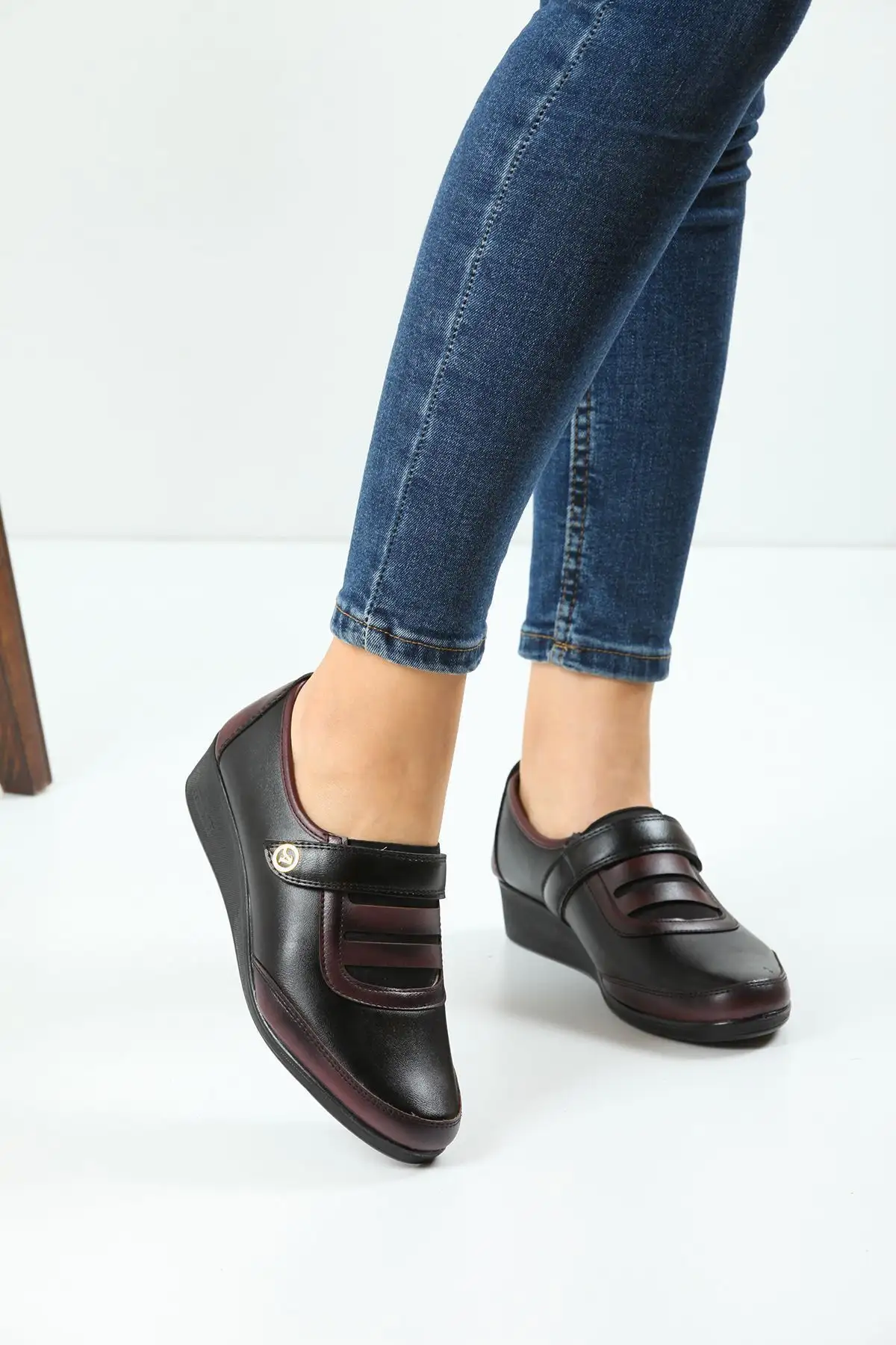 کفش کلاسیک زنانه بورگوندی کفش مادر ارتوپدی کفش مادر بالرین کفش راحتی زنانه مادر - 807