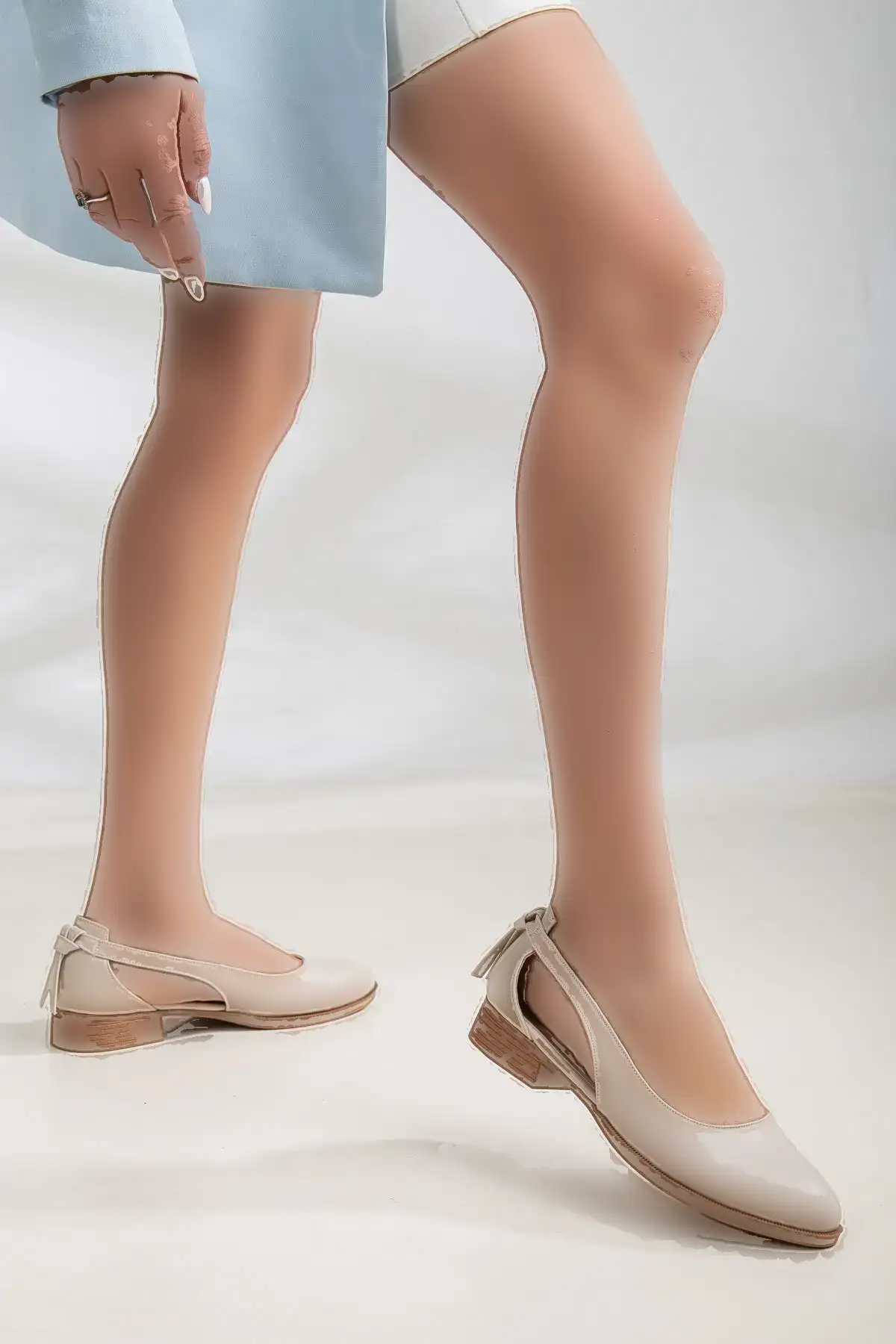 کفش پاشنه کوتاه ولپن اسکین بژ - 1295 کفش پاشنه کوتاه ولپن اسکین بژ - 1295