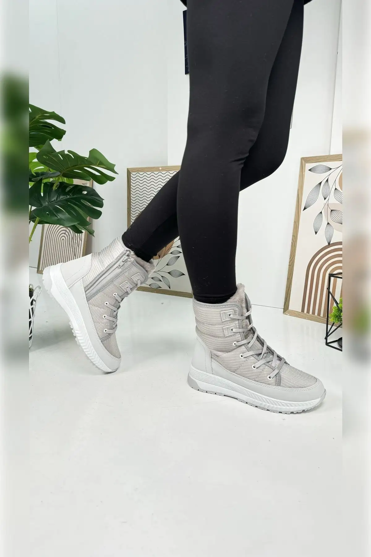 چکمه های برفی خزدار زنانه روزانه یخ بند دار زیپ دار راحت و راحت کف دندانه دار ضخیم 815 - 90 چکمه های برفی خزدار زنانه روزانه یخ بند دار زیپ دار راحت و راحت کف دندانه دار ضخیم 815 - 90