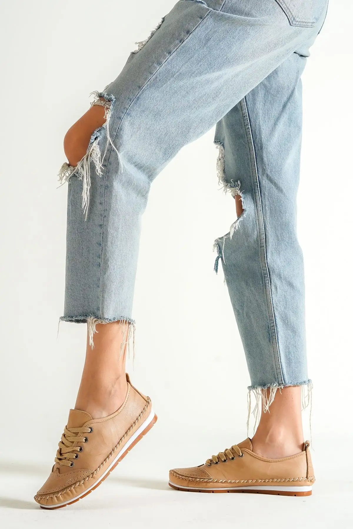 بالرین های چرم زنانه چرم اصل بژ Dp16-0061 - 1287 بالرین های چرم زنانه چرم اصل بژ Dp16-0061 - 1287