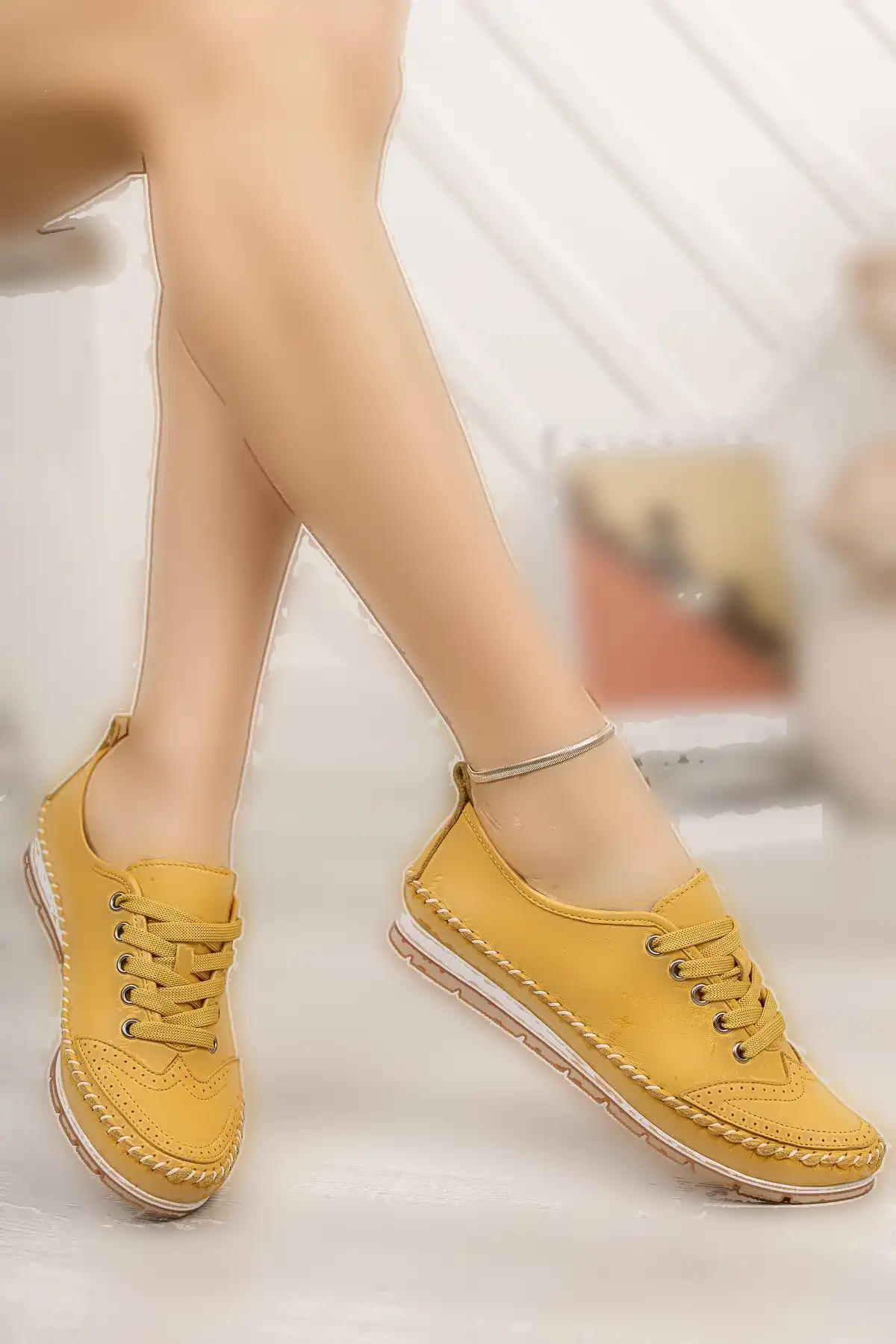 بالرین چرم زنانه چرم اصل چرم زرد Dp16-0061 - 1310 بالرین چرم زنانه چرم اصل چرم زرد Dp16-0061 - 1310