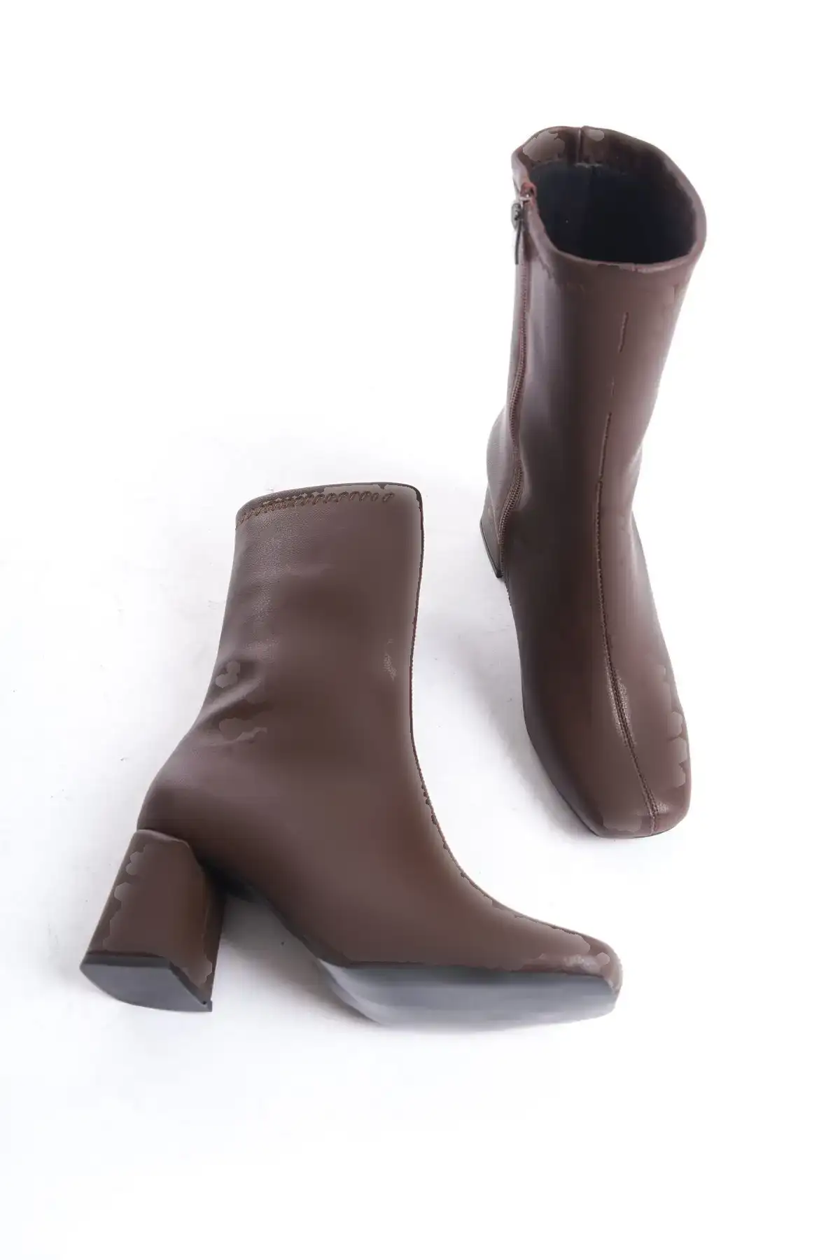 بوت زنانه پاشنه بلند قهوه ای تلخ - 119 بوت زنانه پاشنه بلند قهوه ای تلخ - 119