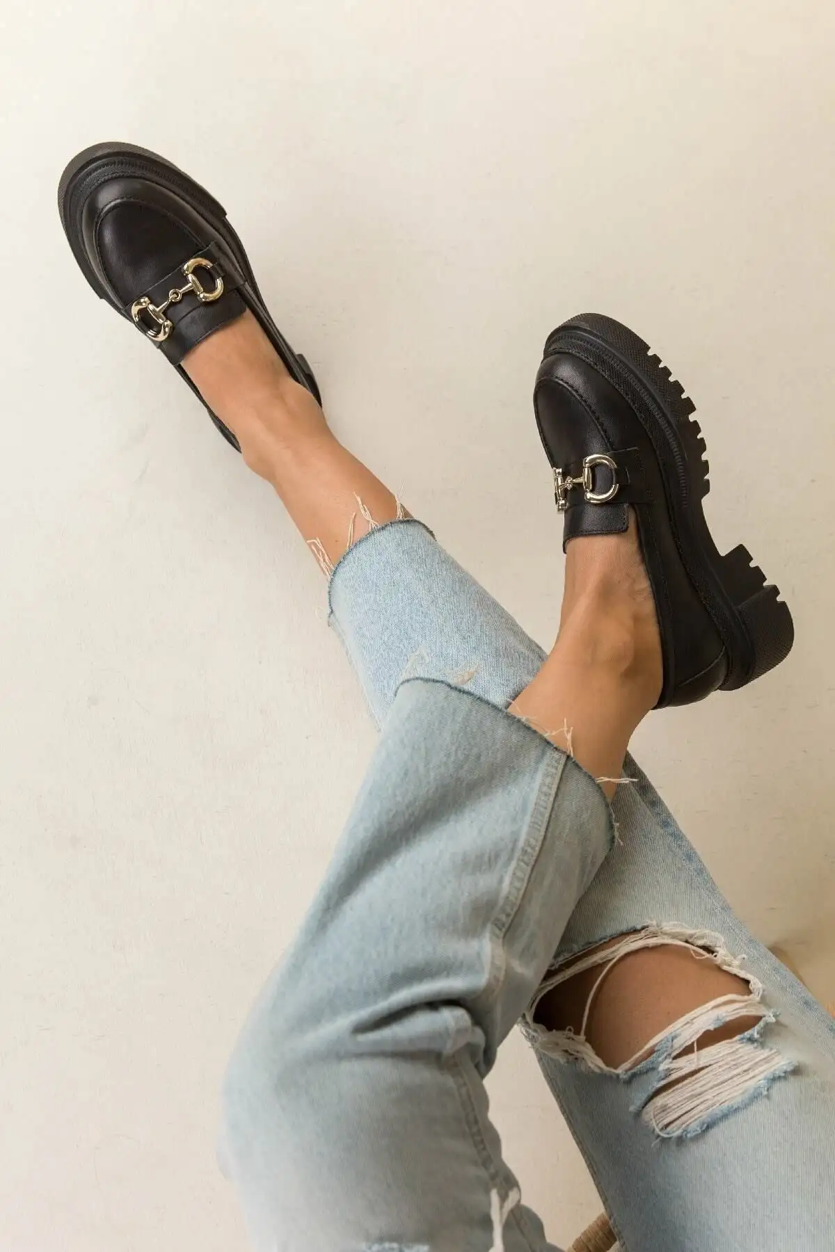 کفش ضخیم زنانه موکاسین لوفر Gld - 778 کفش ضخیم زنانه موکاسین لوفر Gld - 778