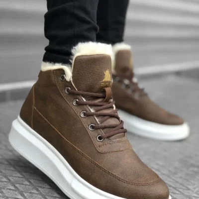 چکمه‌های زمستانی چرم مصنوعی مردانه مینک روزانه ضد آب با پوتین‌های راحت توری شیک خزدار - 55