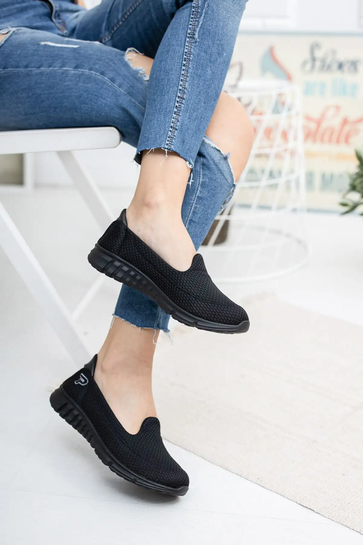 کفش پیاده روی بالرین اسپرت زنانه مشکی مشکی Dp23-0201 - 793 کفش پیاده روی بالرین اسپرت زنانه مشکی مشکی Dp23-0201 - 793