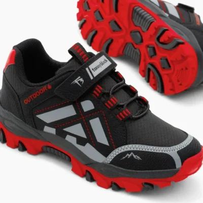 کفش تکی بچه گانه یونیسکس قرمز ترمو زیره آب گریز پارچه Velcro Trekking - 362