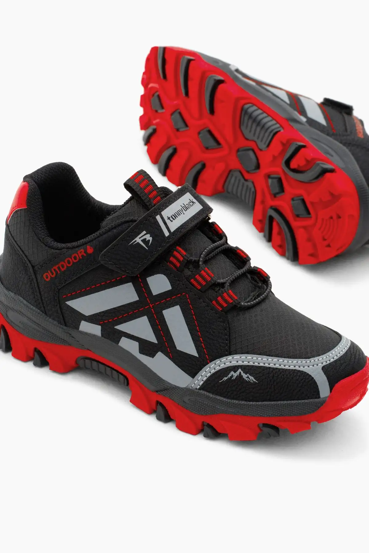 کفش تکی بچه گانه یونیسکس قرمز ترمو زیره آب گریز پارچه Velcro Trekking - 362