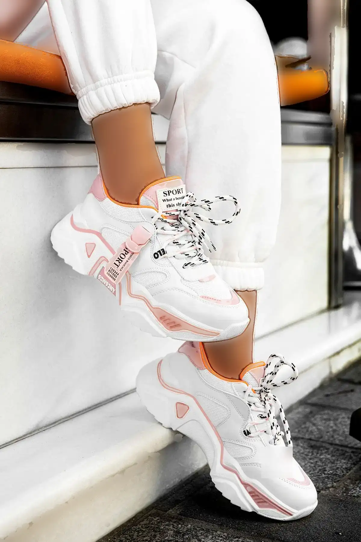 کفش کتانی پودری سفید زنانه - 313 کفش کتانی پودری سفید زنانه - 313