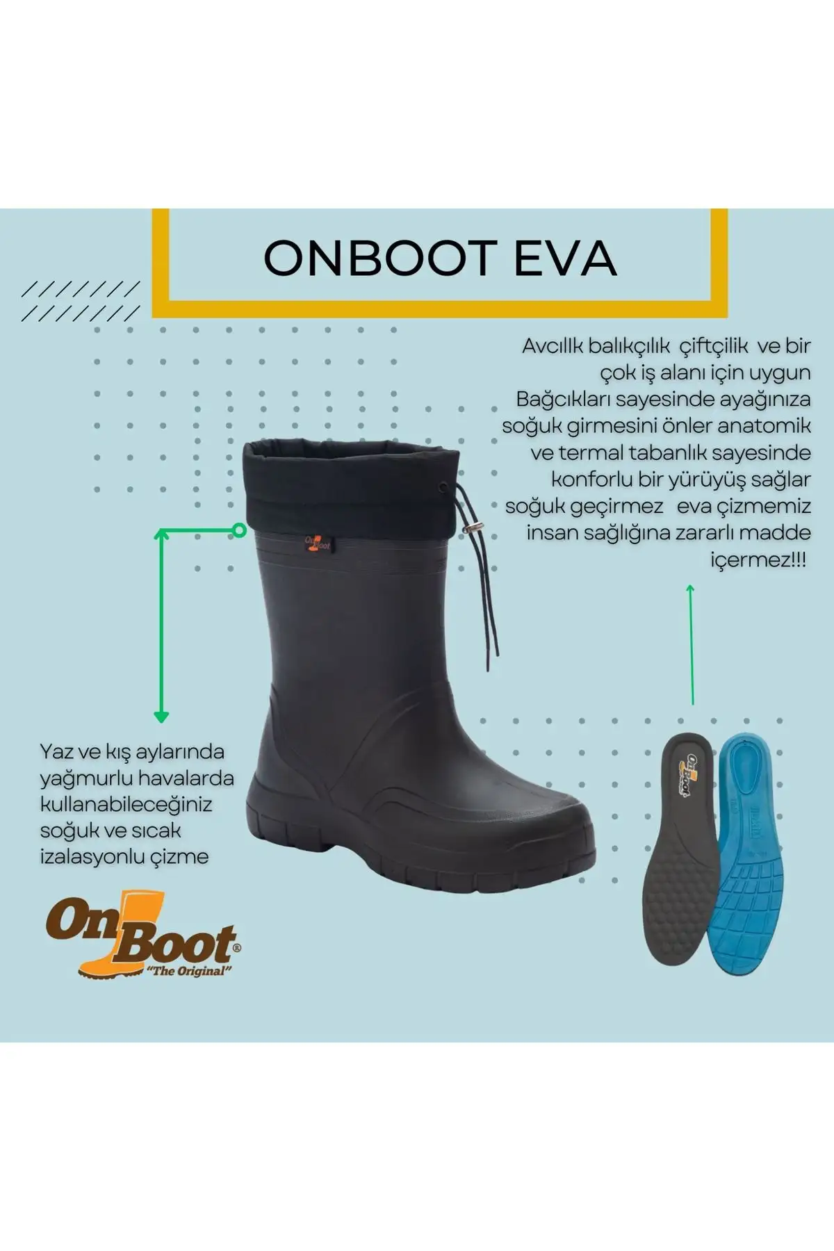 Onboot Eva Thermal Lightweight Lace Short Hunting Work, Rain Gardening Boots 2006 - 1131 Onboot Eva Thermal Lightweight Lace Short Hunting Work, Rain Gardening Boots 2006 - 1131