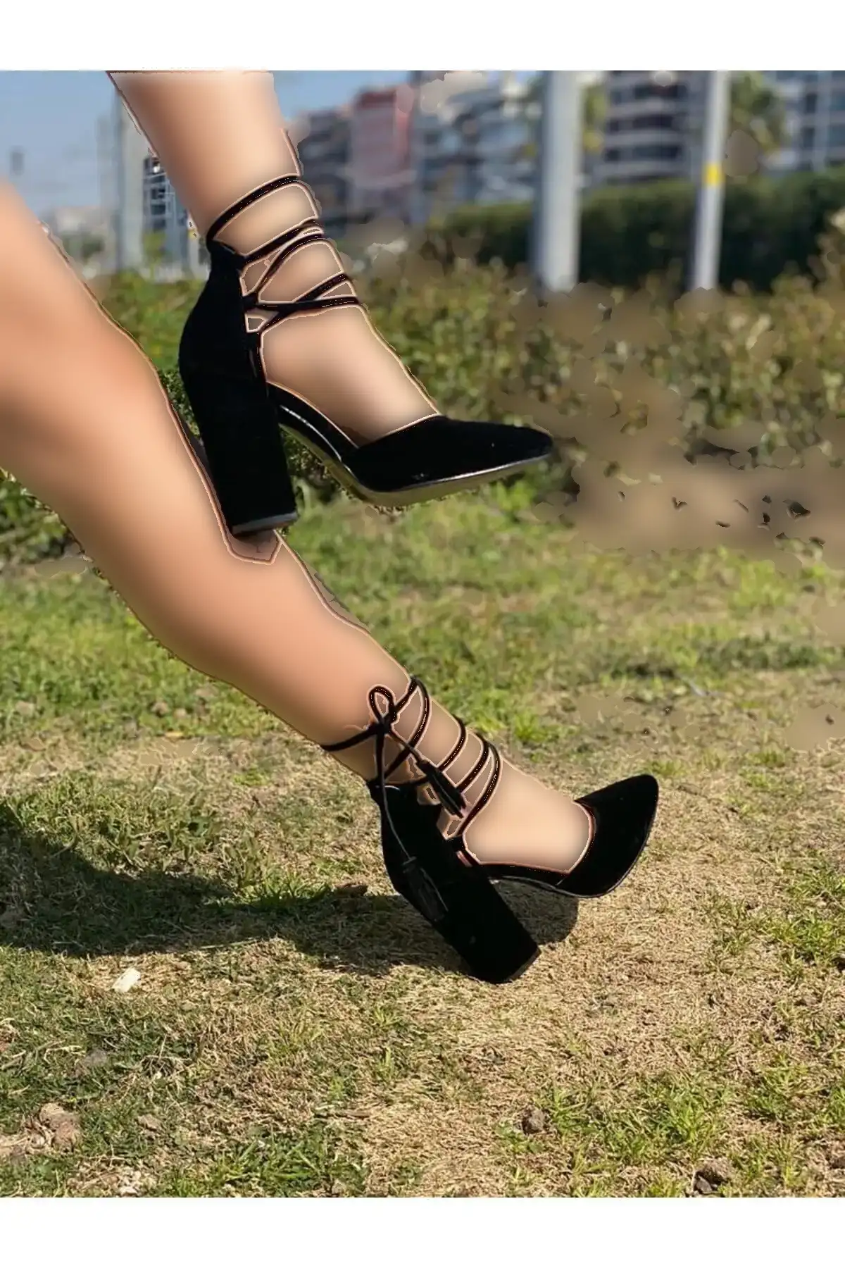 کفش پاشنه دار جیر مشکی بنددار جدید - 454 کفش پاشنه دار جیر مشکی بنددار جدید - 454