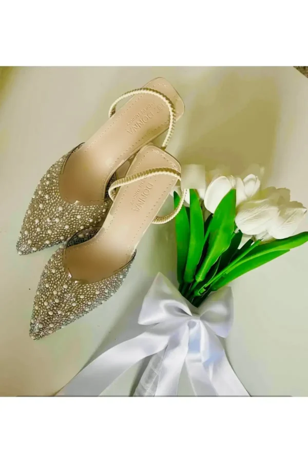 لباس شب زنانه پاشنه دار پشت باز کفش پاشنه دار لالا بژ - 464