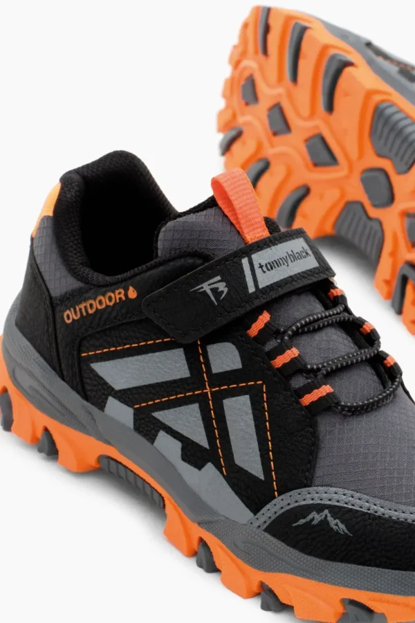 کفش نارنجی دودی یونیسکس ترمو کفی آب گریز پارچه Velcro Trekking - 159