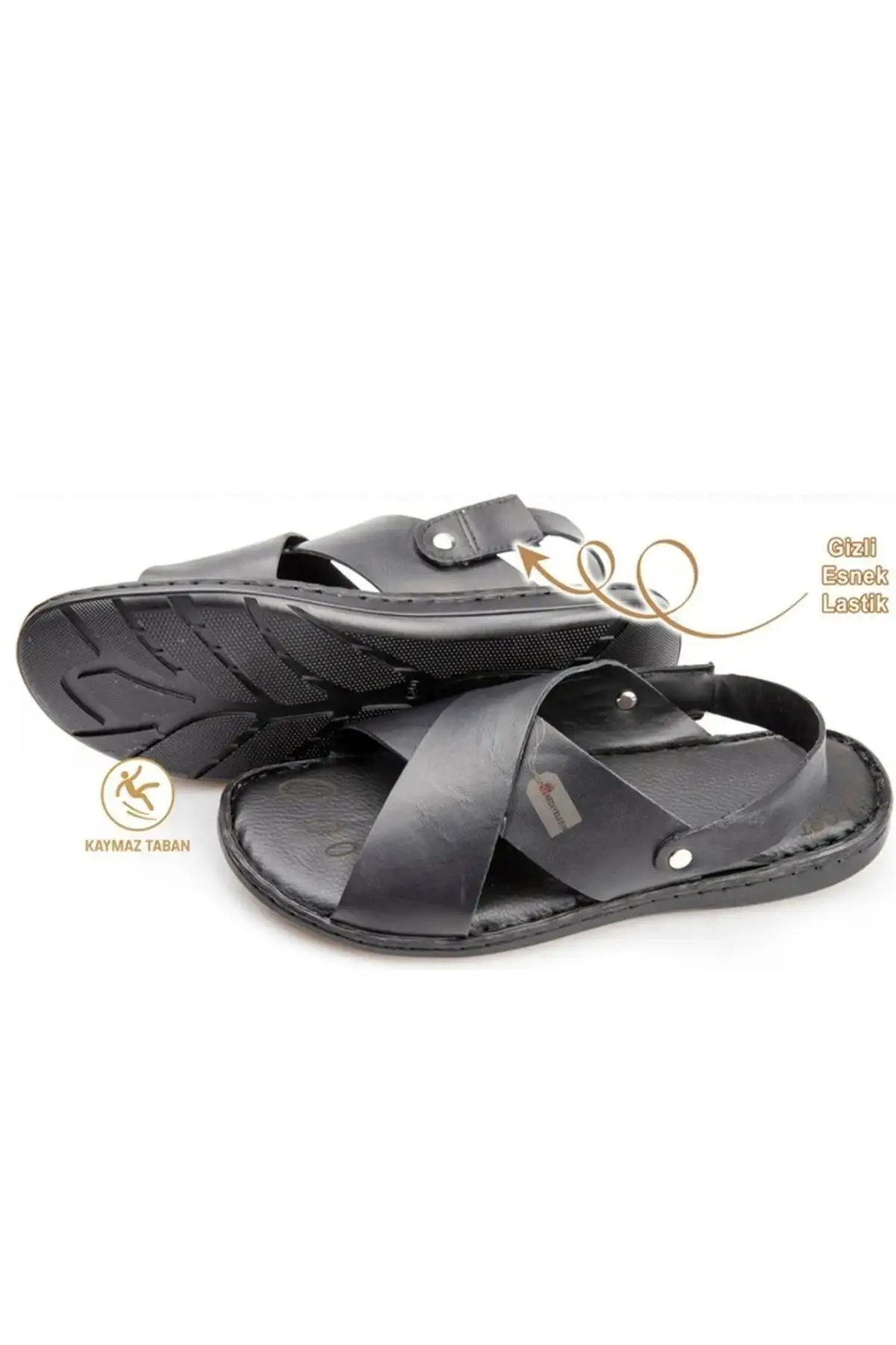 100% چرم صندل دمپایی حج و عمره - مشکی - 1154 100% چرم صندل دمپایی حج و عمره - مشکی - 1154