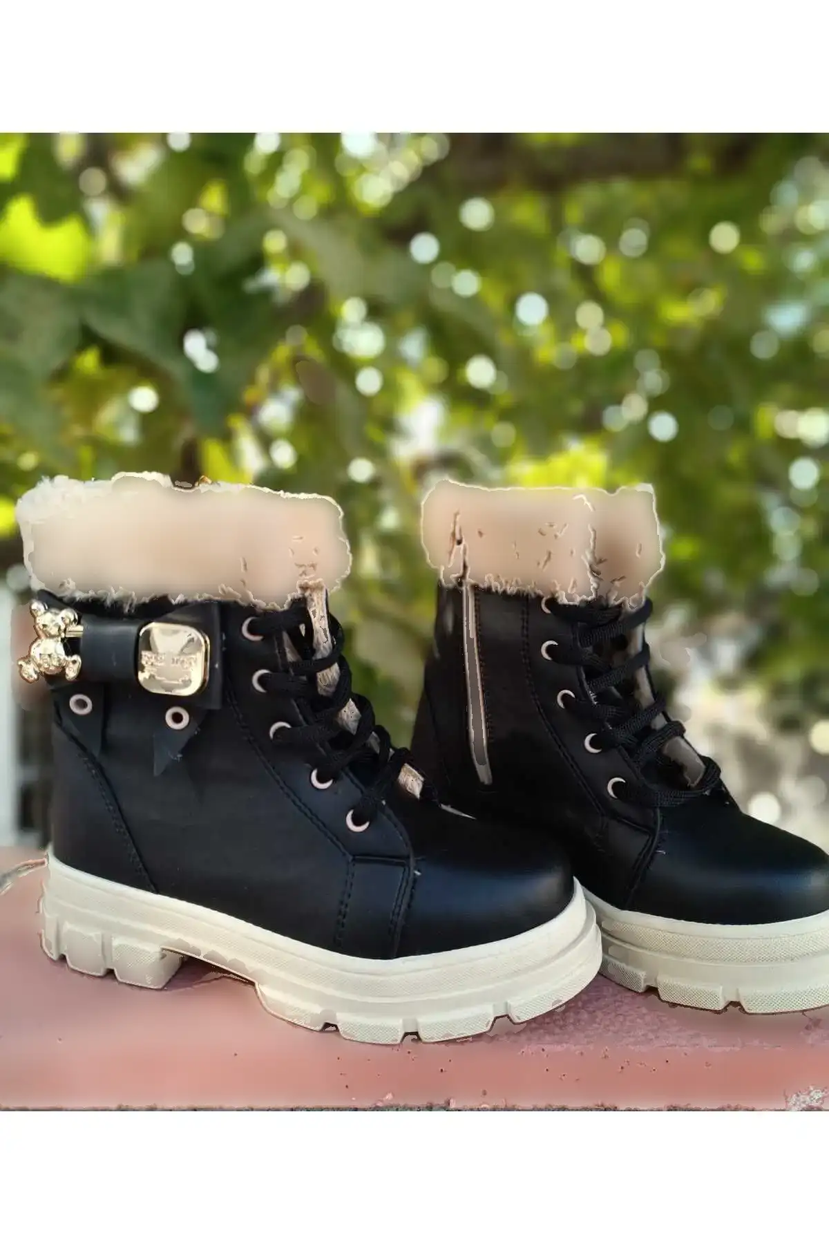 چکمههای خزدار و بدون لغزش جزئی خز کودکان با بند و زیپ - 177 چکمههای خزدار و بدون لغزش جزئی خز کودکان با بند و زیپ - 177