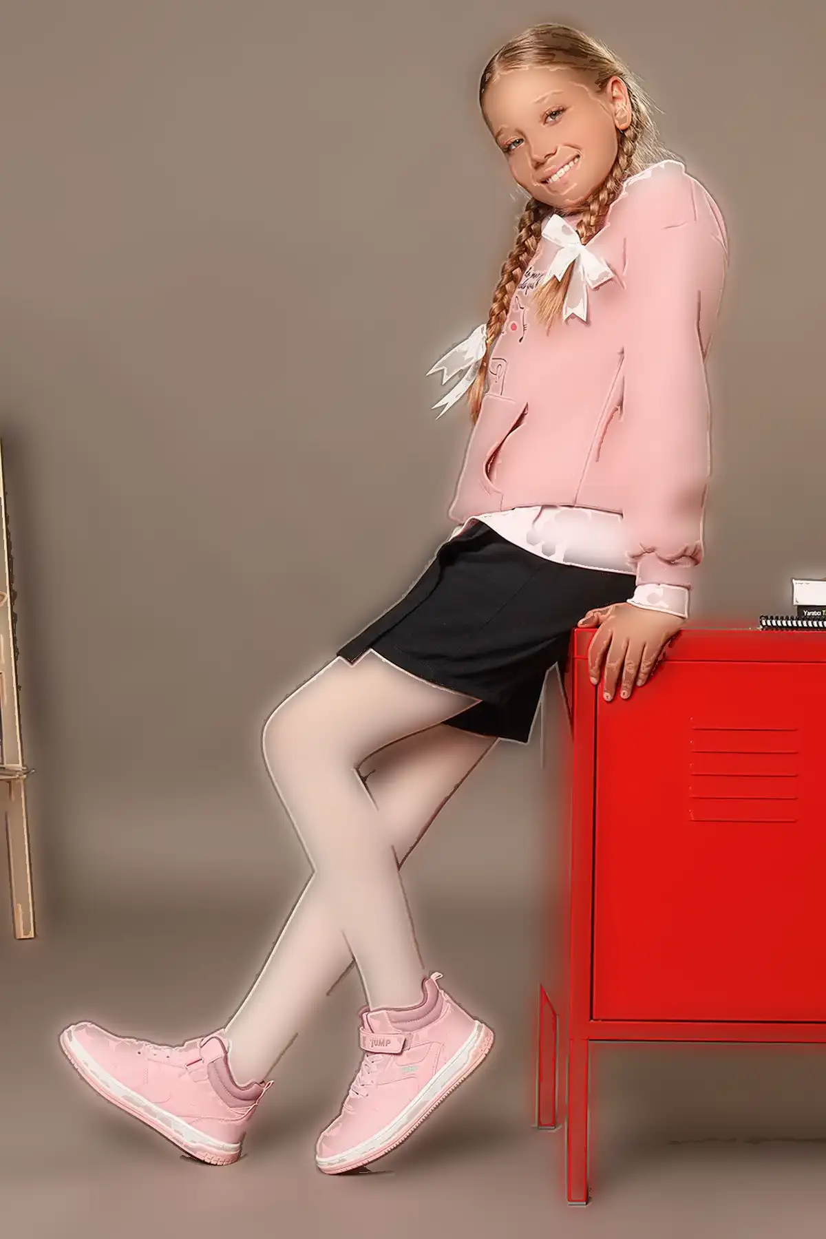 کفش اسپرت راحت 27758 Velcro High Top Rose Sneaker - 156 کفش اسپرت راحت 27758 Velcro High Top Rose Sneaker - 156