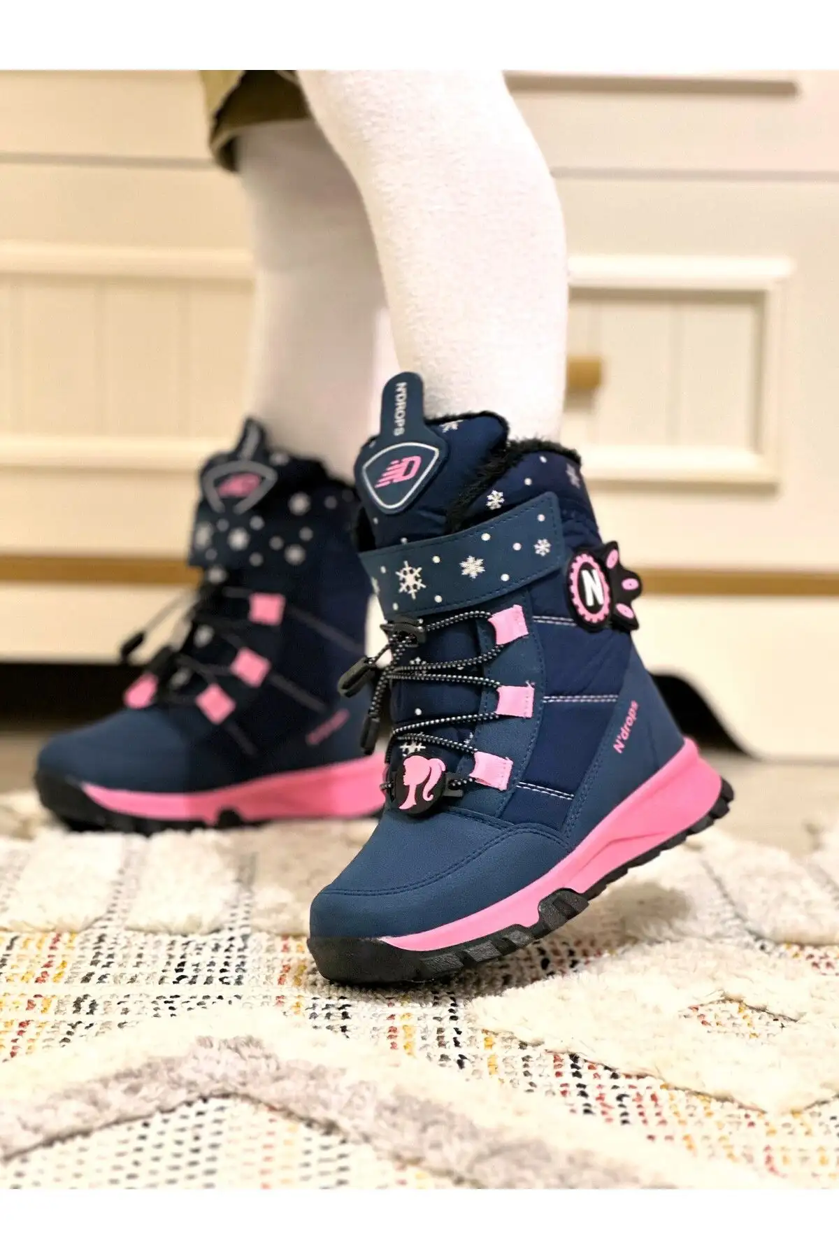 چکمه دخترانه خز صورتی آبی سرمه ای داخل نوار چسب کفی ضد لغزش ارتوپدی - 202 چکمه دخترانه خز صورتی آبی سرمه ای داخل نوار چسب کفی ضد لغزش ارتوپدی - 202