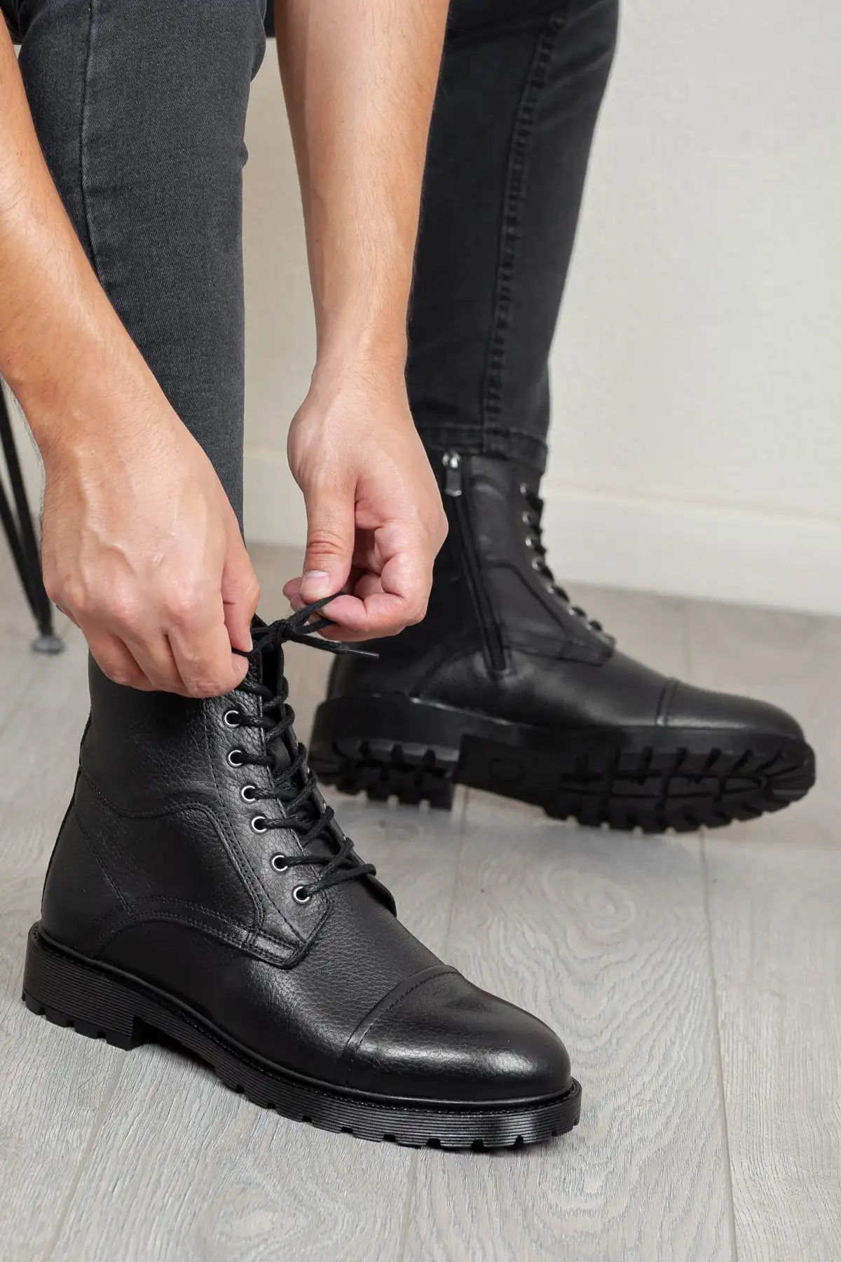 D402 چرم اصل چکمه های زمستانی مردانه لاستیکی ضد سرما - 71 D402 چرم اصل چکمه های زمستانی مردانه لاستیکی ضد سرما - 71