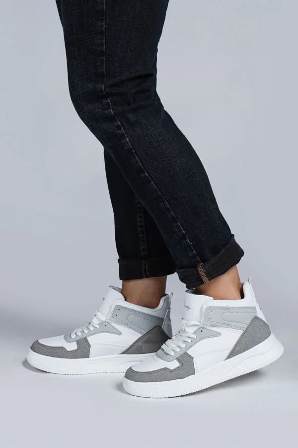 29100 High Top Grey - کفش کتانی زنانه سفید گاه به گاه اسپرت - 2