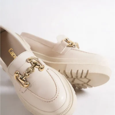 پنجه بیضی، سگک فلزی، کفی تراک زنانه اکرو بژ - 847